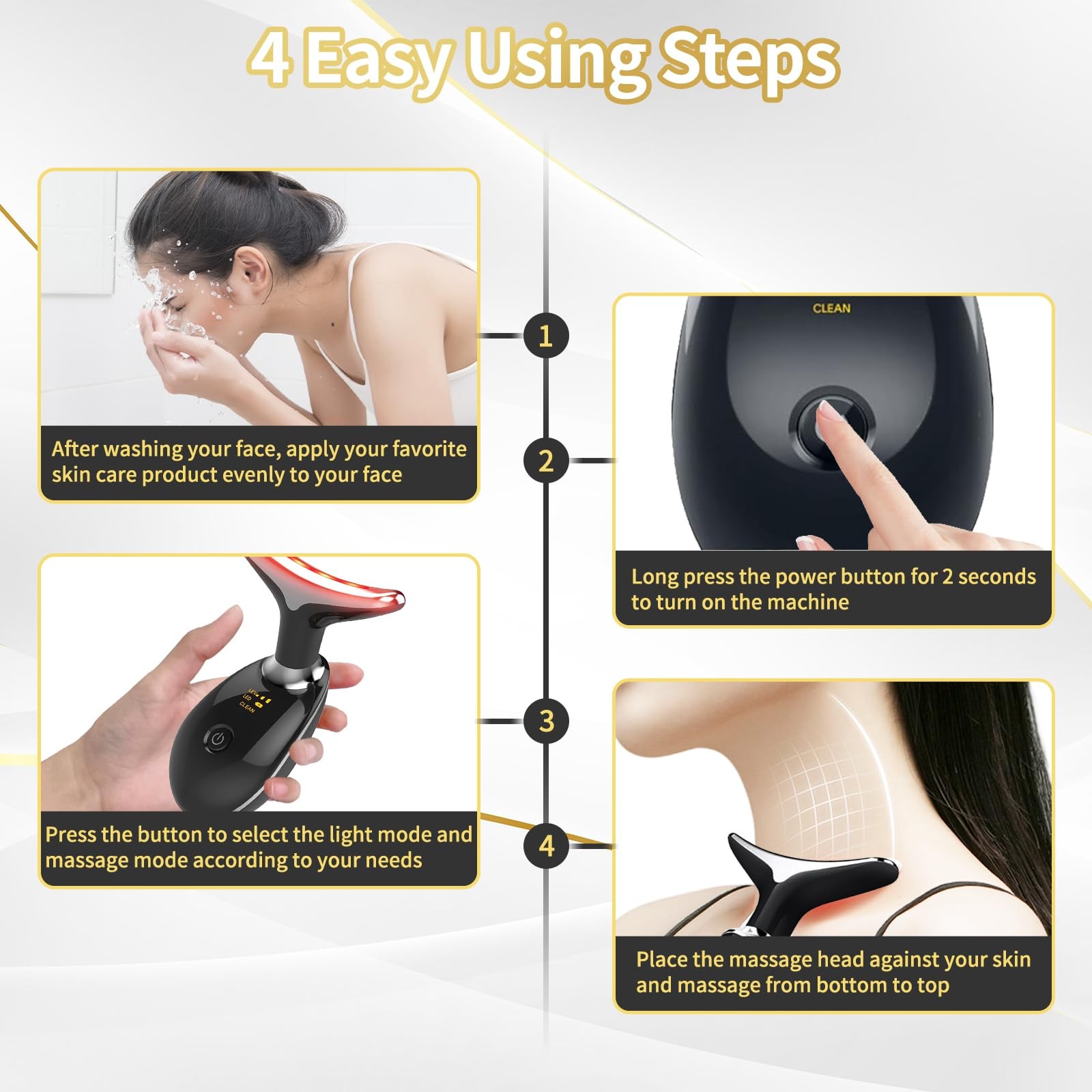 Portable Face Beauty Device, 7 Color Massager Tool Glossy Black