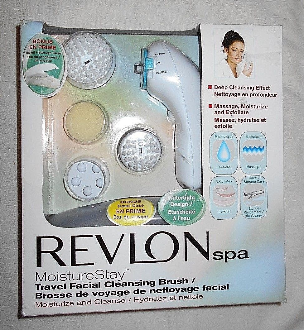 Rare Revlonspa MoistureStay Travel Facial Cleaning Brush Portable W/ Bonus Case