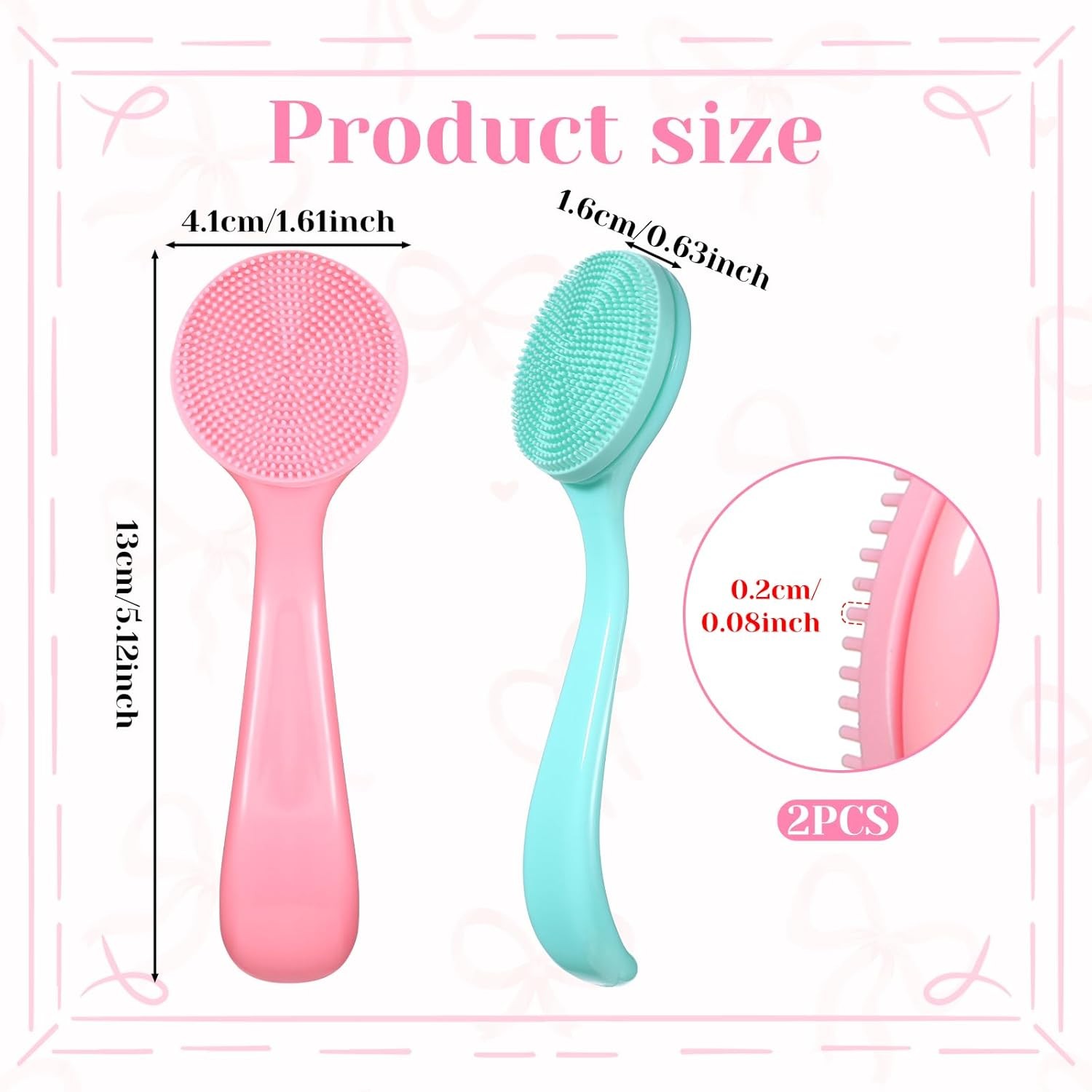 2 Pcs Silicone Facial Cleansing Brush Face Scrubber Exfoliating Brush