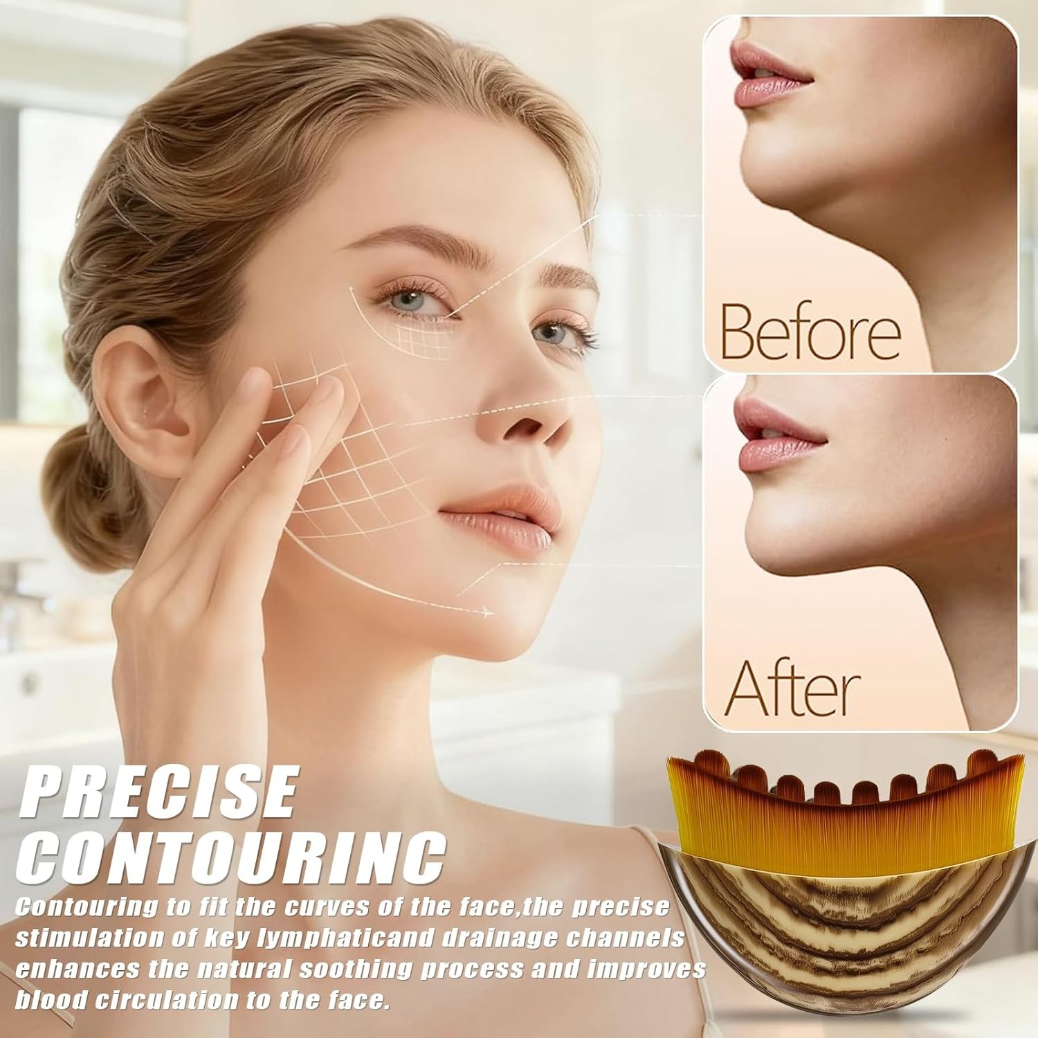 Lymphatic Contour Face Brush for Lymphatic Drainage Face Massage Sculpting