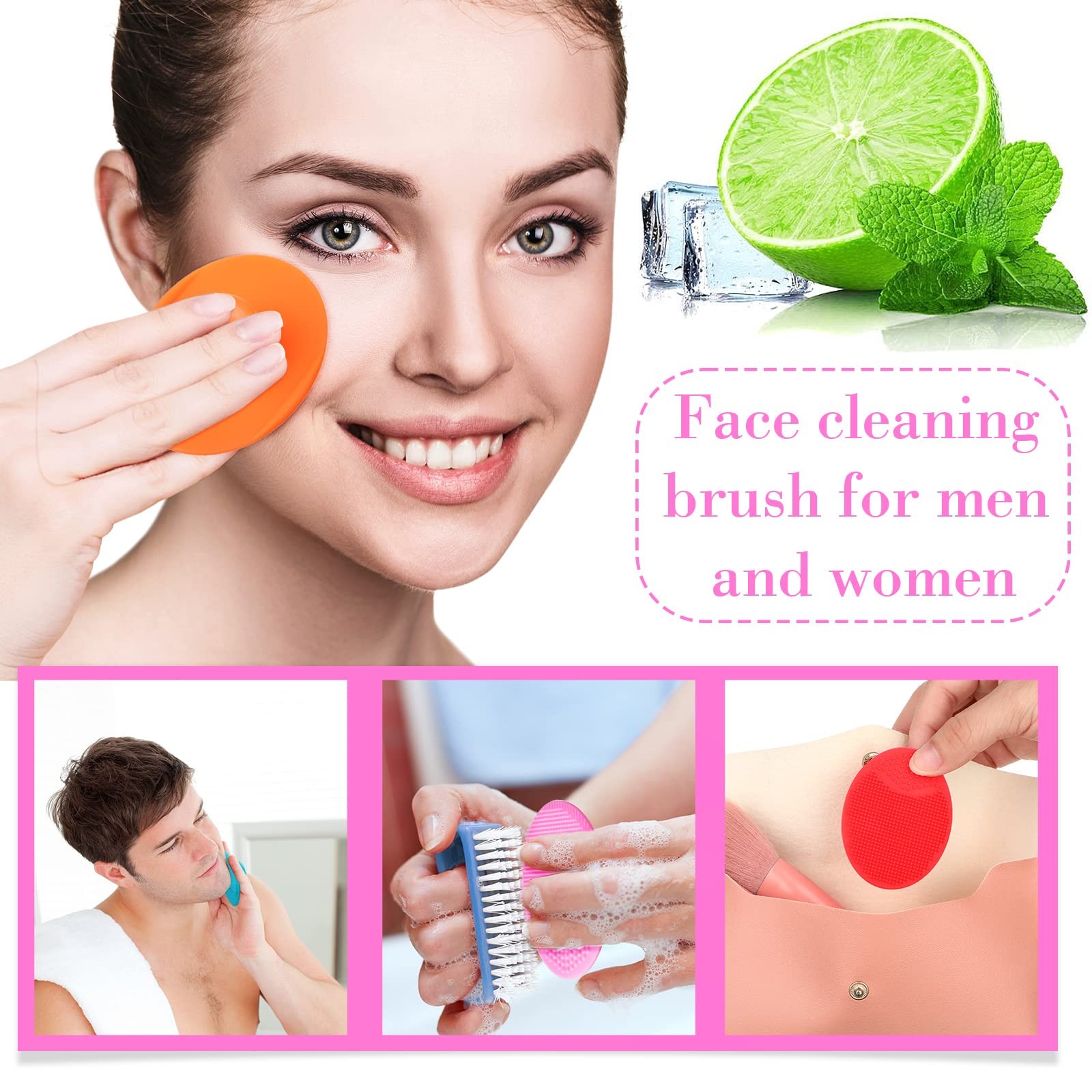 20 Pack Face Scrubber Soft Silicone Facial Cleansing Brush Wash Colorful