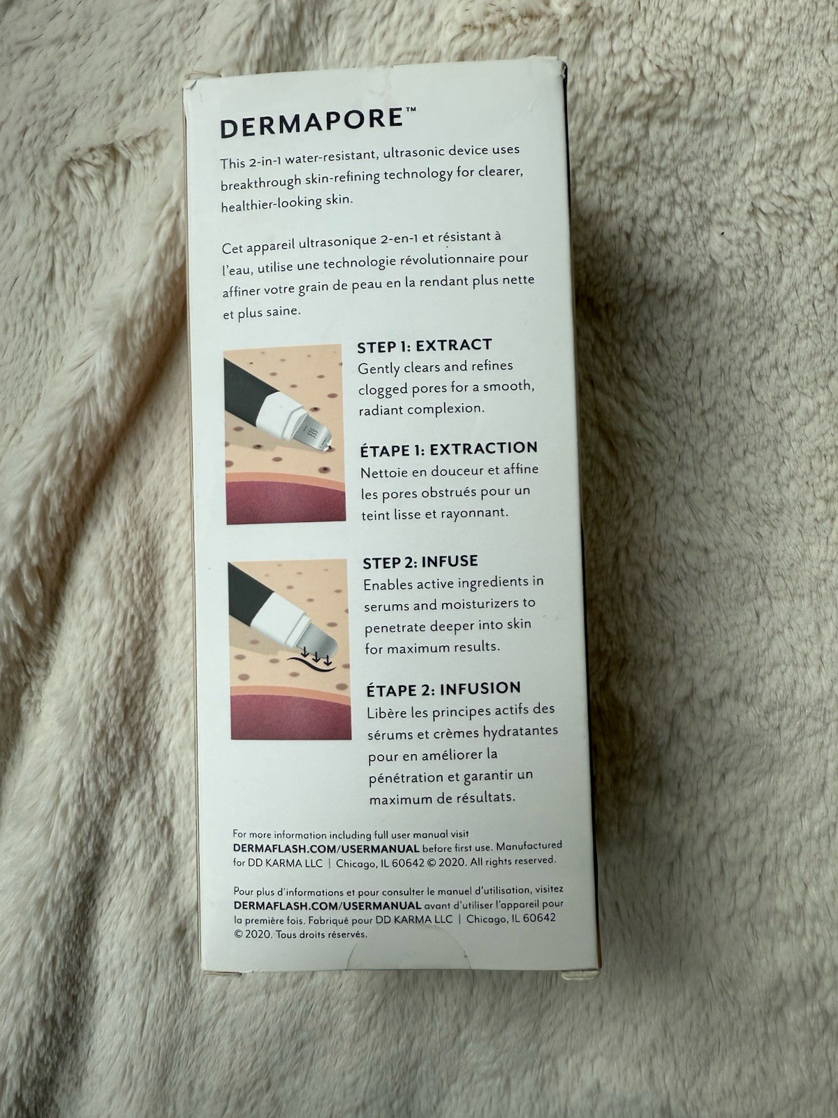 NEW DERMAFLASH DermaPore+ Ultrasonic Pore Extractor Charcoal