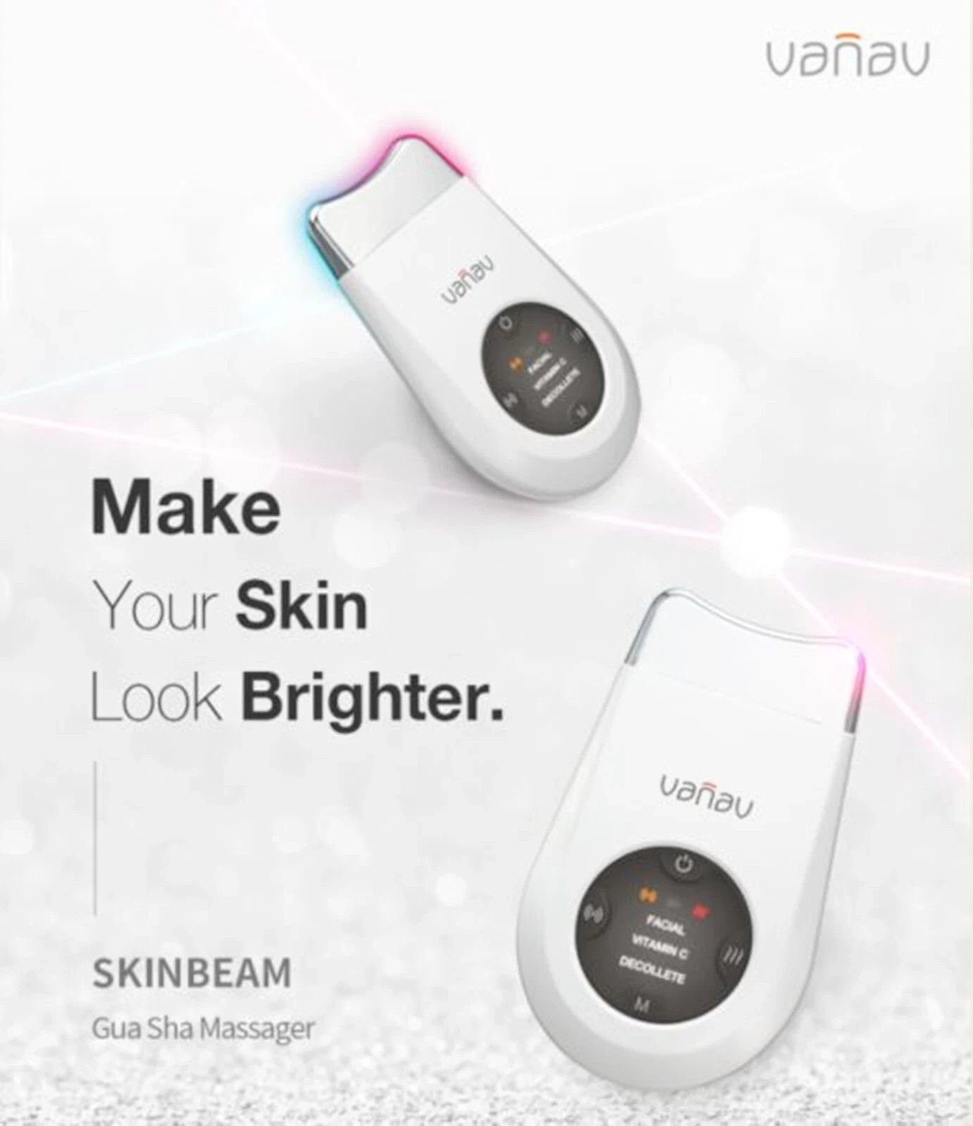 VANAV Skin Beam Galvanic LED Neck Facial Massager Gua Sha Head SKB1000