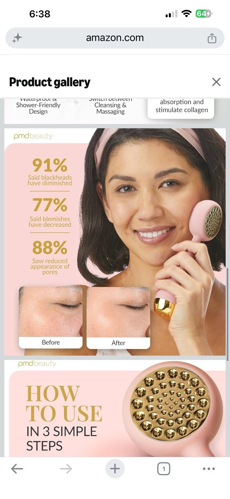 (47)PMD Clean Pro Smart Facial Cleansing Device, Pink w Gold Finish- Open box