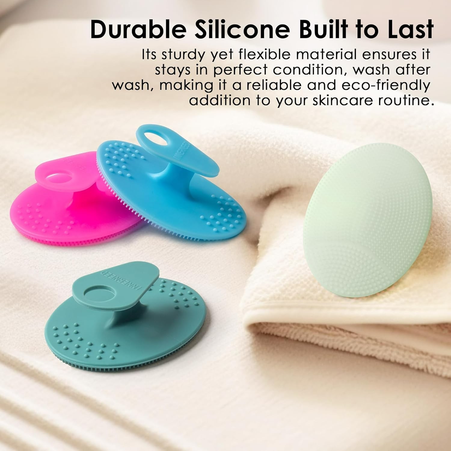 4 Pack Silicone Face Scrubber for Deep Cleansing and Exfoliation – Soft Facia…