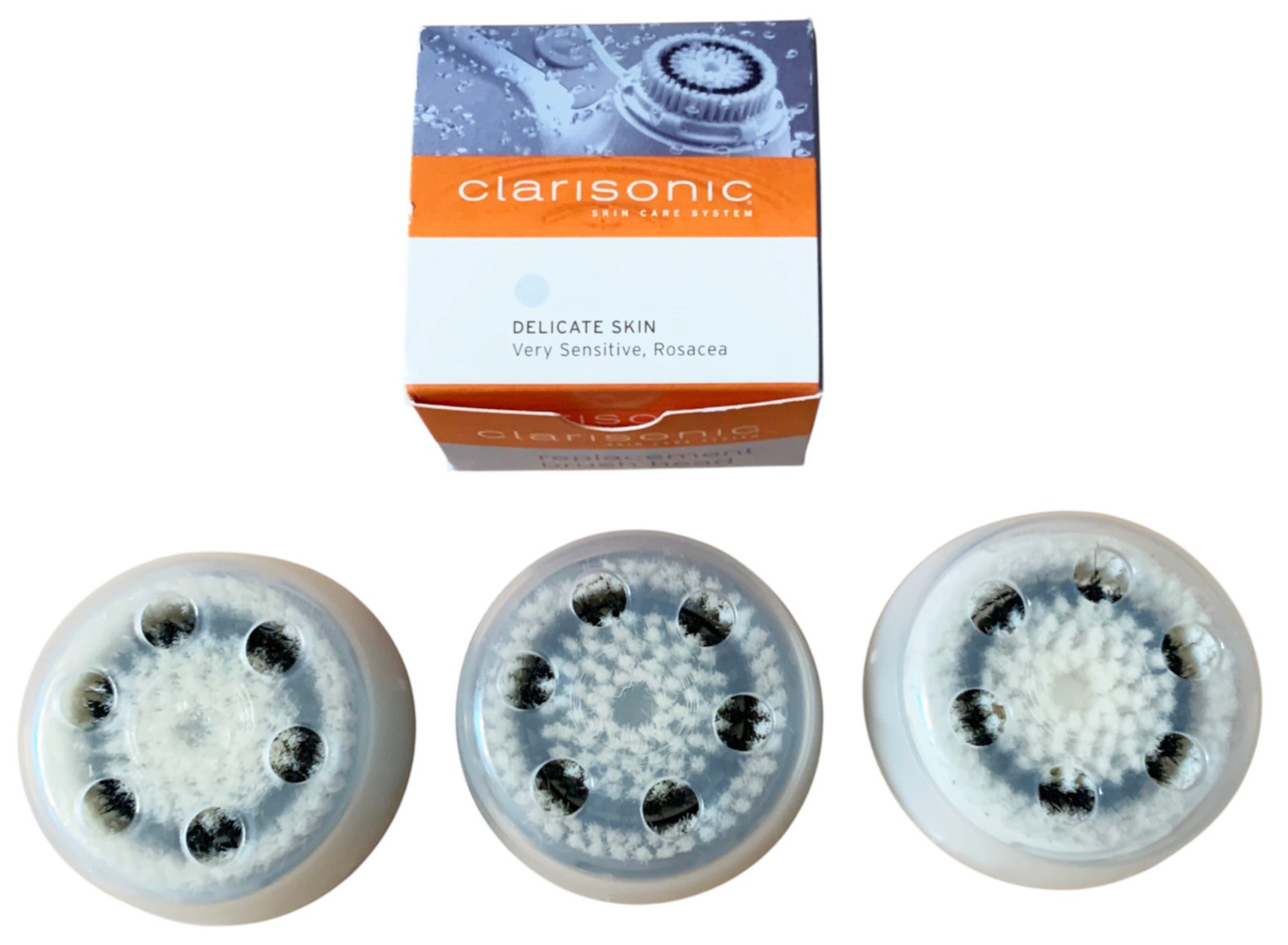 Set of 3 Clarisonic Skin Care System Replacement Brush Heads 1 of Each Type New