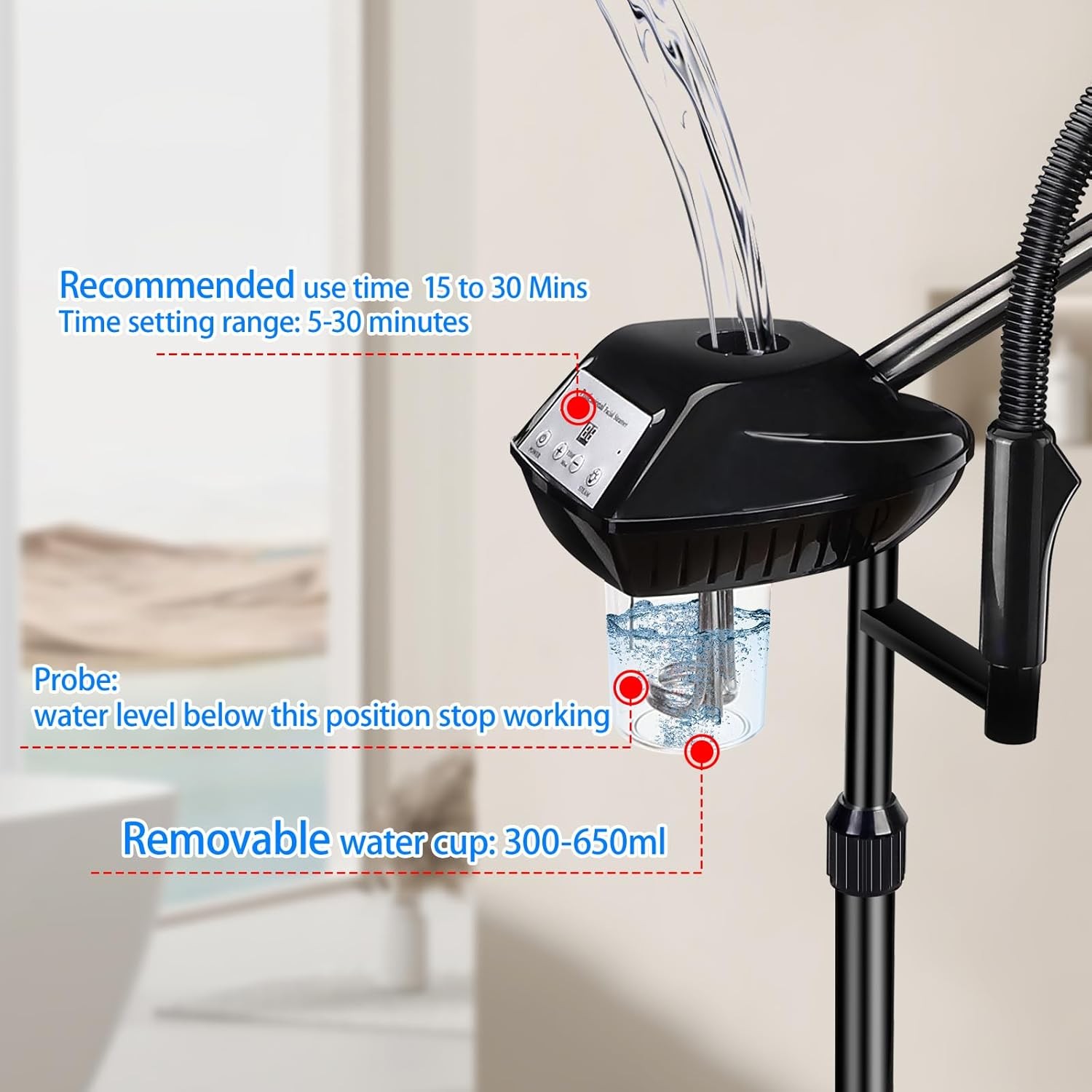 Professional Facial Steamer on Wheels 2 in 1 Magnifying