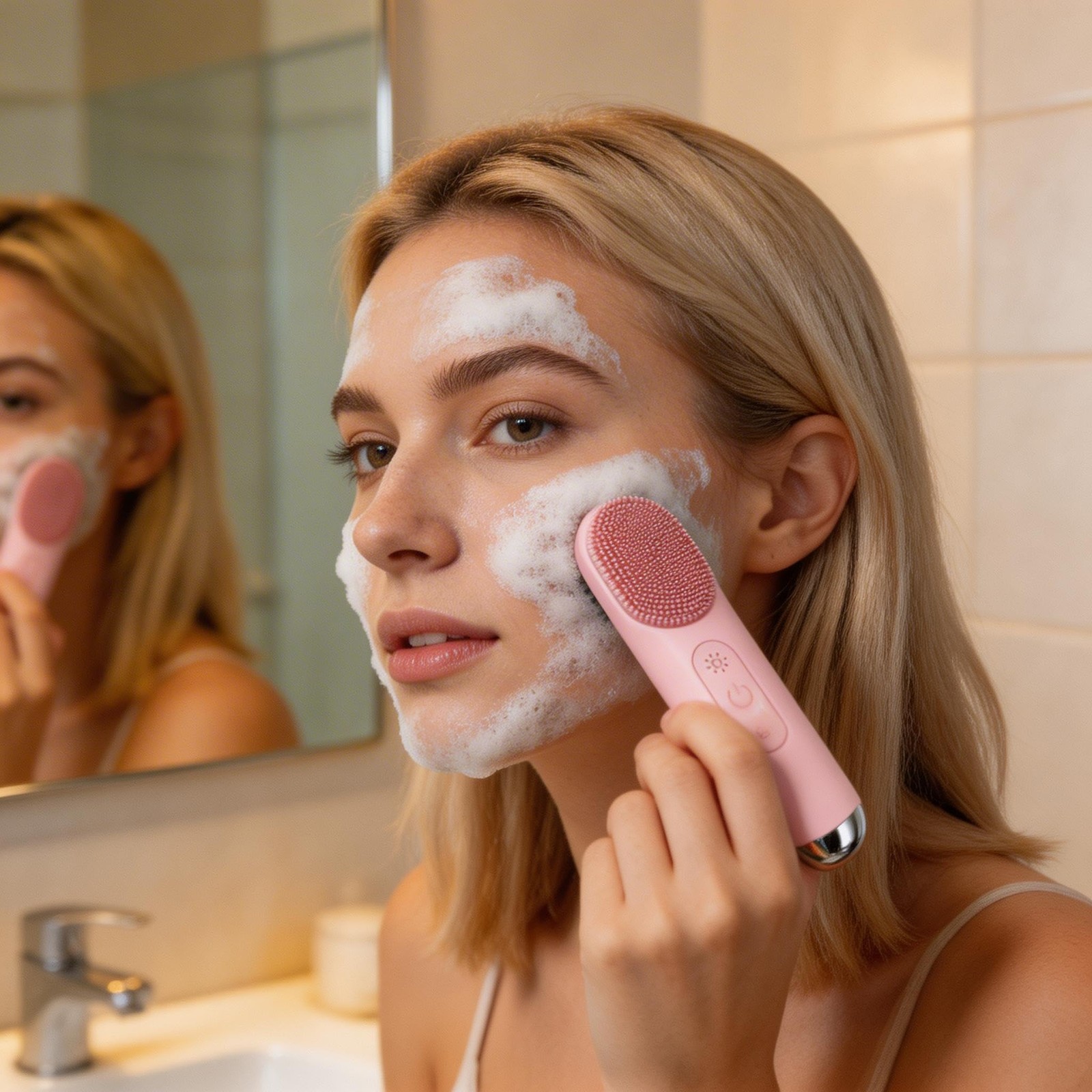 Silicone Cleansing Brush, Portable Scrubber with Hot Cold Vibration, 3 Modes,…