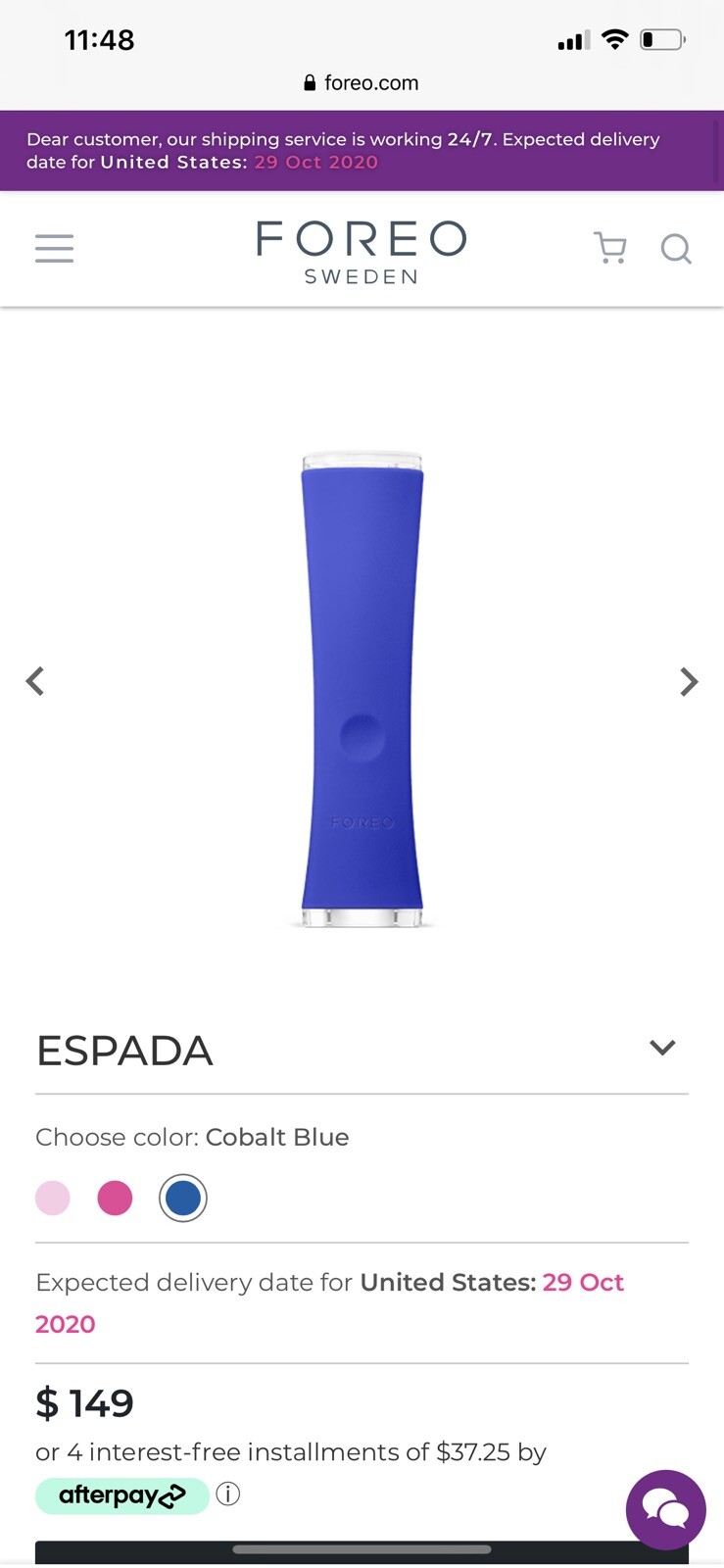 Foreo Espada Light Therapy Acne Treatment Blue Authentic without Box/Charger