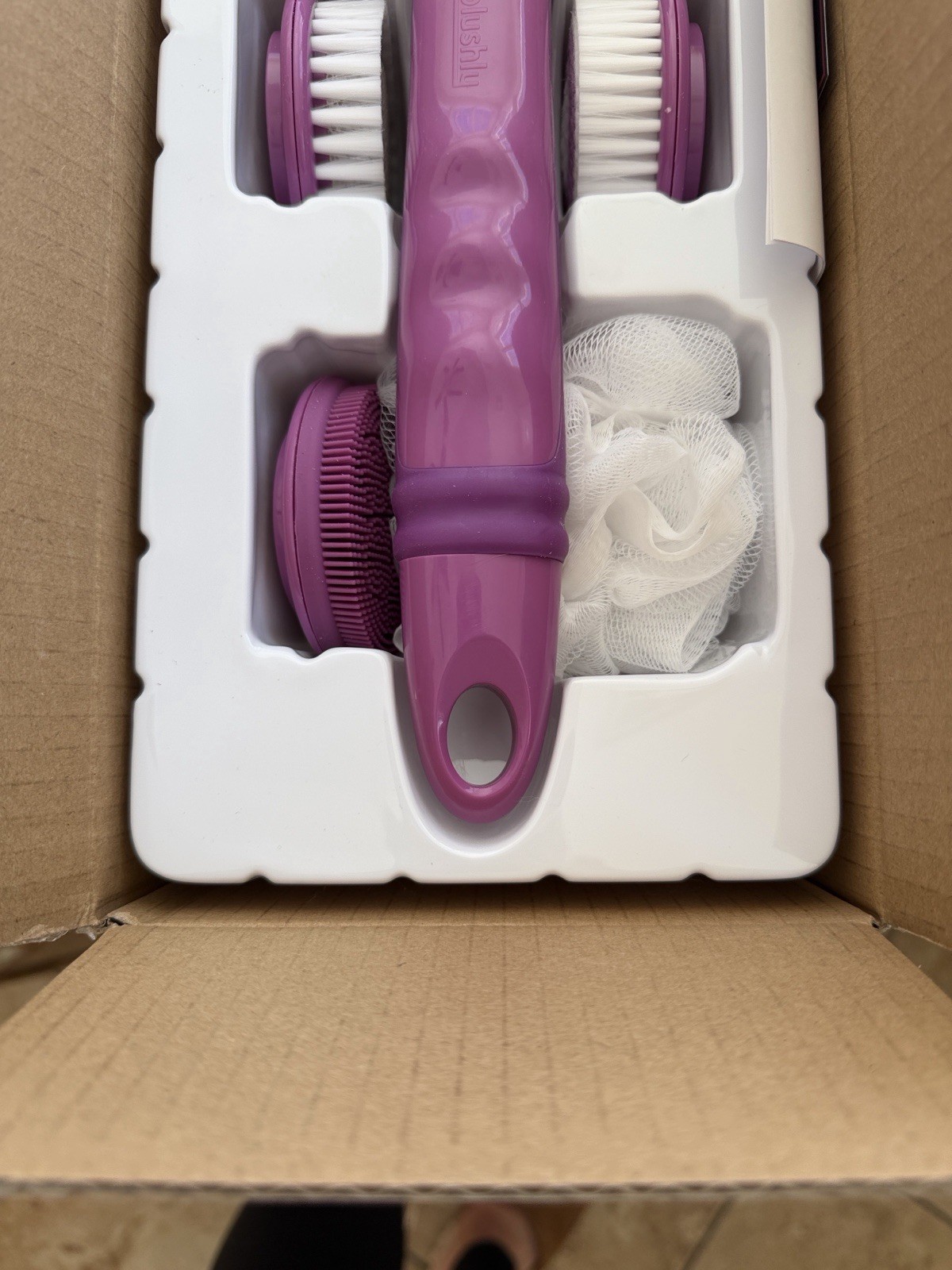 blushlu Electric Shower body Brush Removable Heads Cleaning Brush Purple