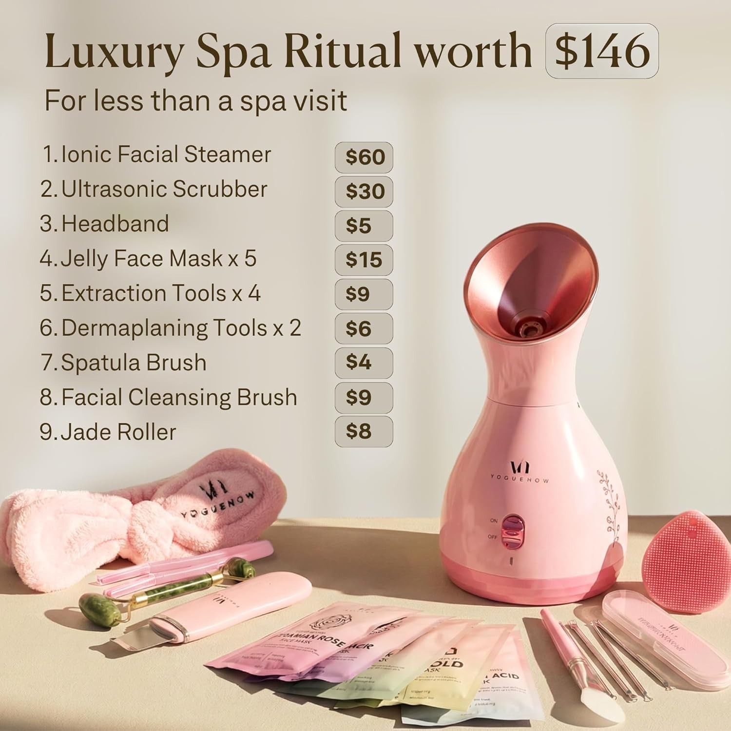 Facial Steamer Spa Kit with Complimentary 17 Skin Care Tools | Face Steamer f…