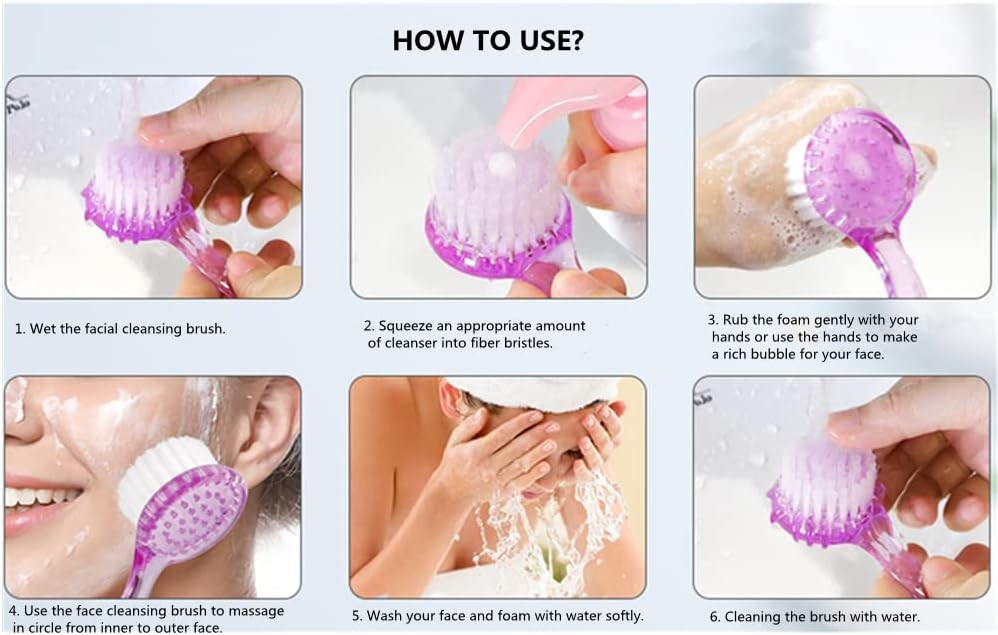 4 Pack Facial Cleansing Brush, Face Scrubber Exfoliating Brush Face Wash