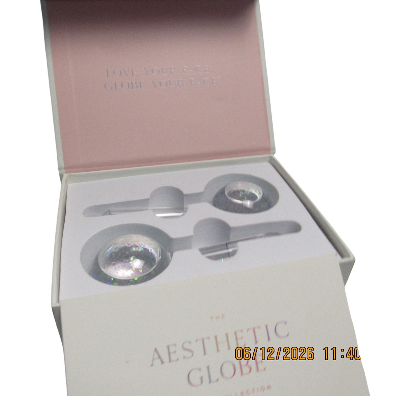 The Aesthetic Globe Luxury Facial Ice Globe Glitter Liquid Cooling Wand New