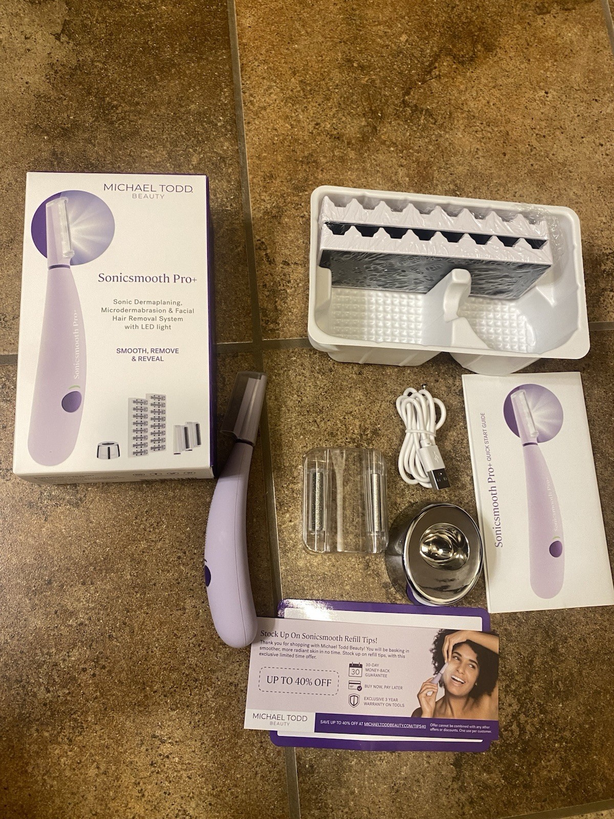 Michael Todd Beauty Sonicsmooth Pro+ Sonic Dermaplaning System w/ LED Light-Read