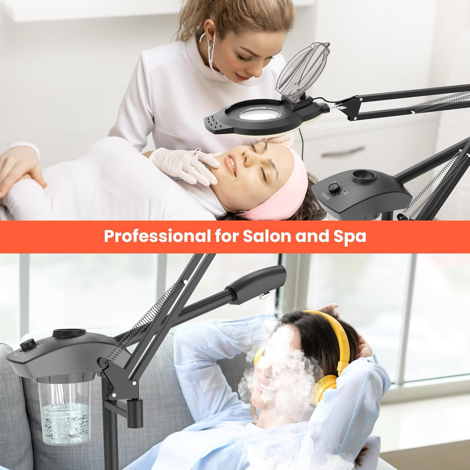Professional 2-In-1 Facial Steamer, Ozone Face Steamer with 5X Magnifying Lamp D