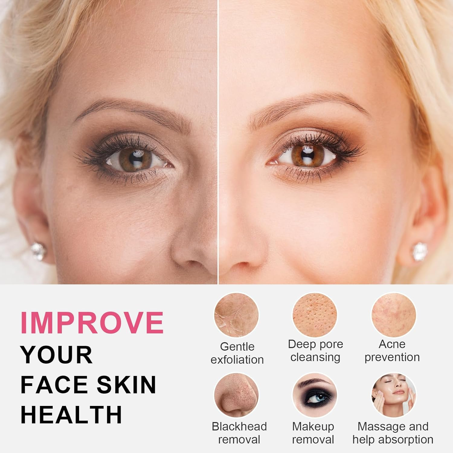 Facial Cleansing Brush, Waterproof Dual-Rotation Face Scrubber Exfoliator with 3