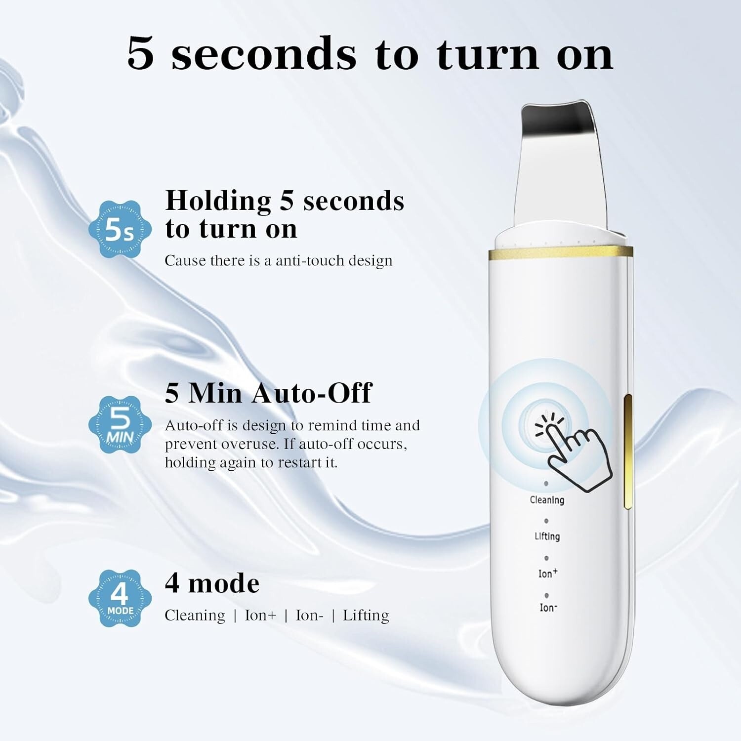 Depurador De La Piel Facial Espatula De Limpieza Profunda Ultrasonica Peeling
