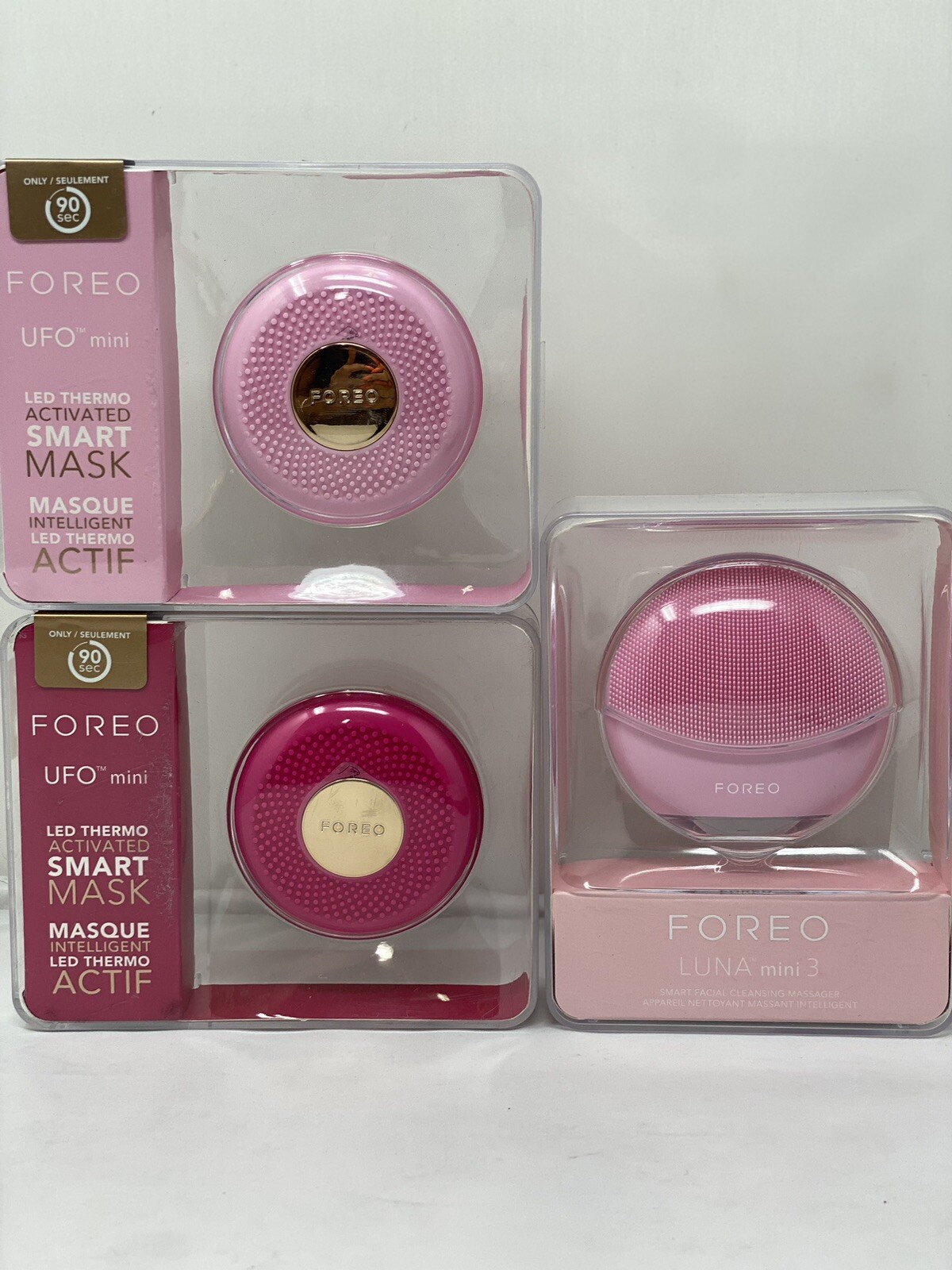 Lot Of 3 FOREO UFO Mini LED Thermo Activated Smart Mask & Luna Mini 3