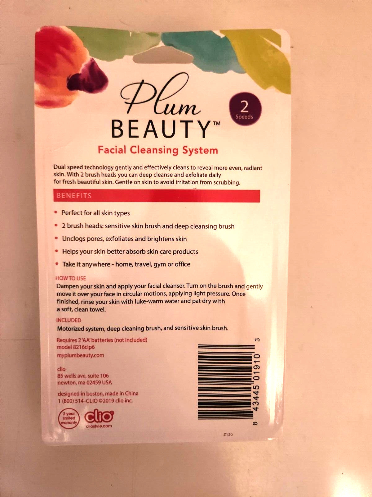 Plum Beauty Facial Cleansing System 2 Brush Heads Cleanser Exfoliator BRAND NEW