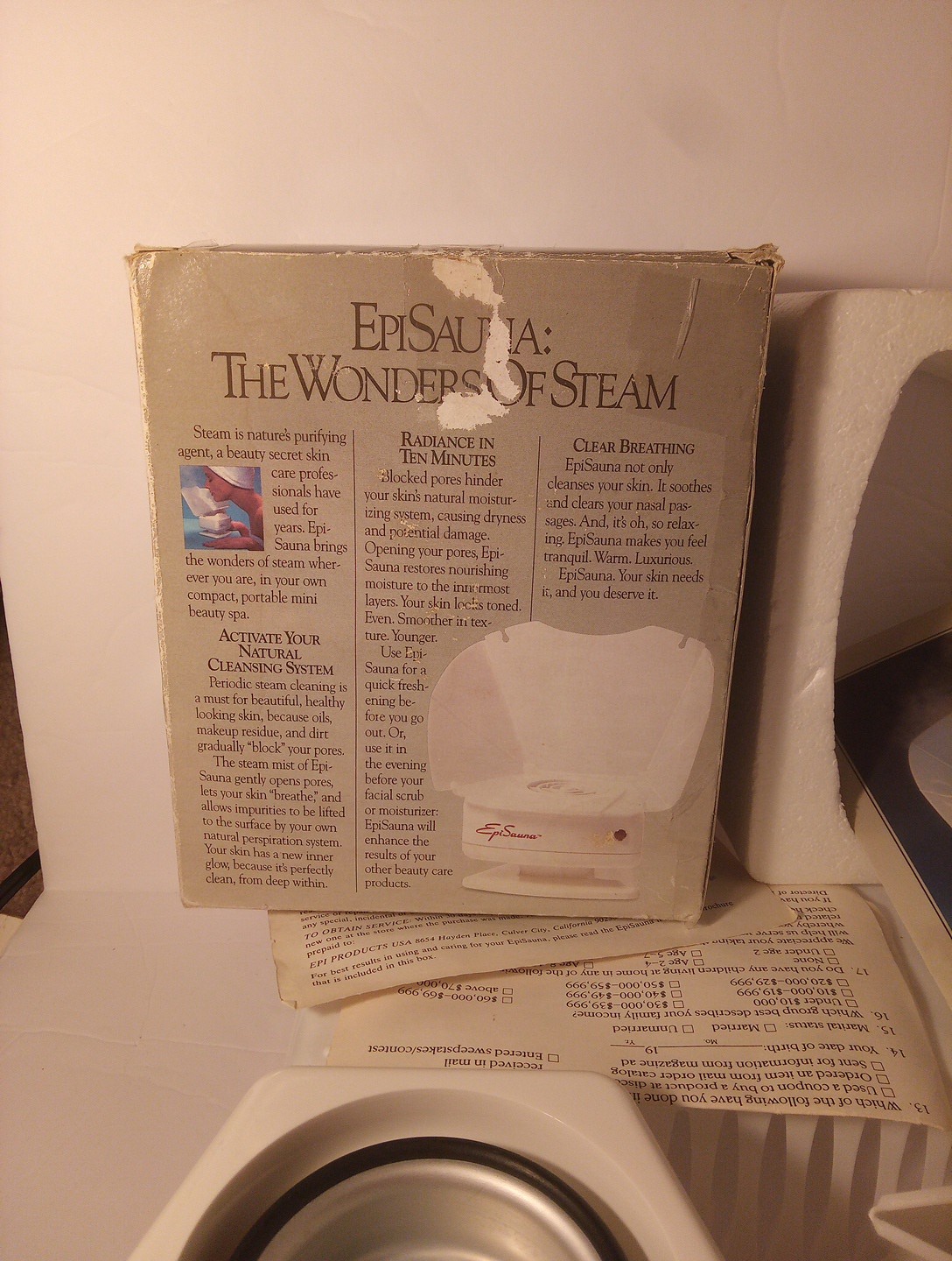 Vintage 1988 EpiSauna Salon Facial Steamer #711 At Home Skin Care Open Box