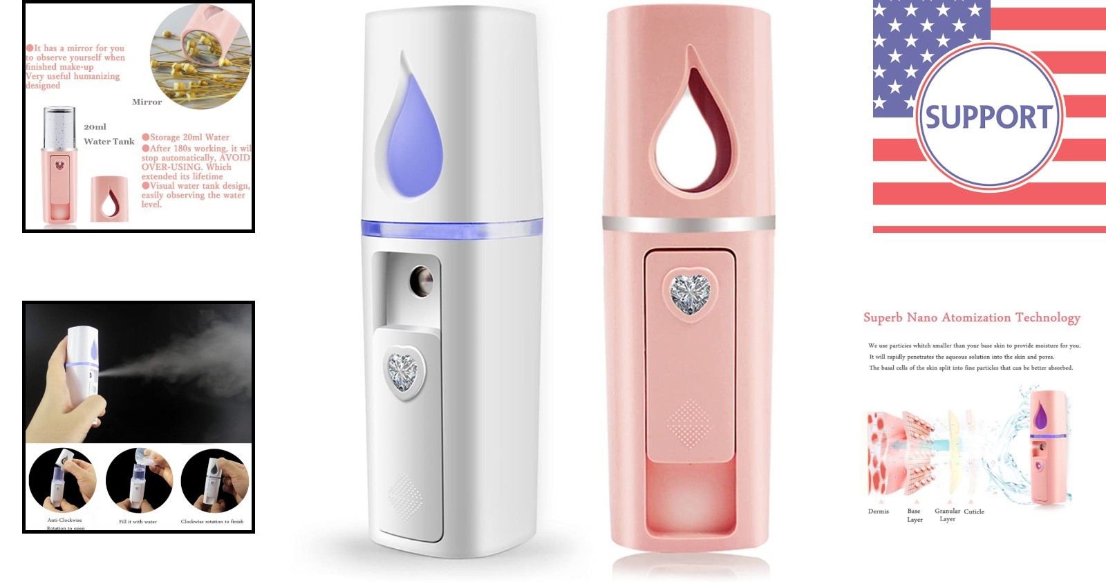 2-Pack Mini Facial Steamer with Visual Water Tank & Mirror – Ideal for Travel