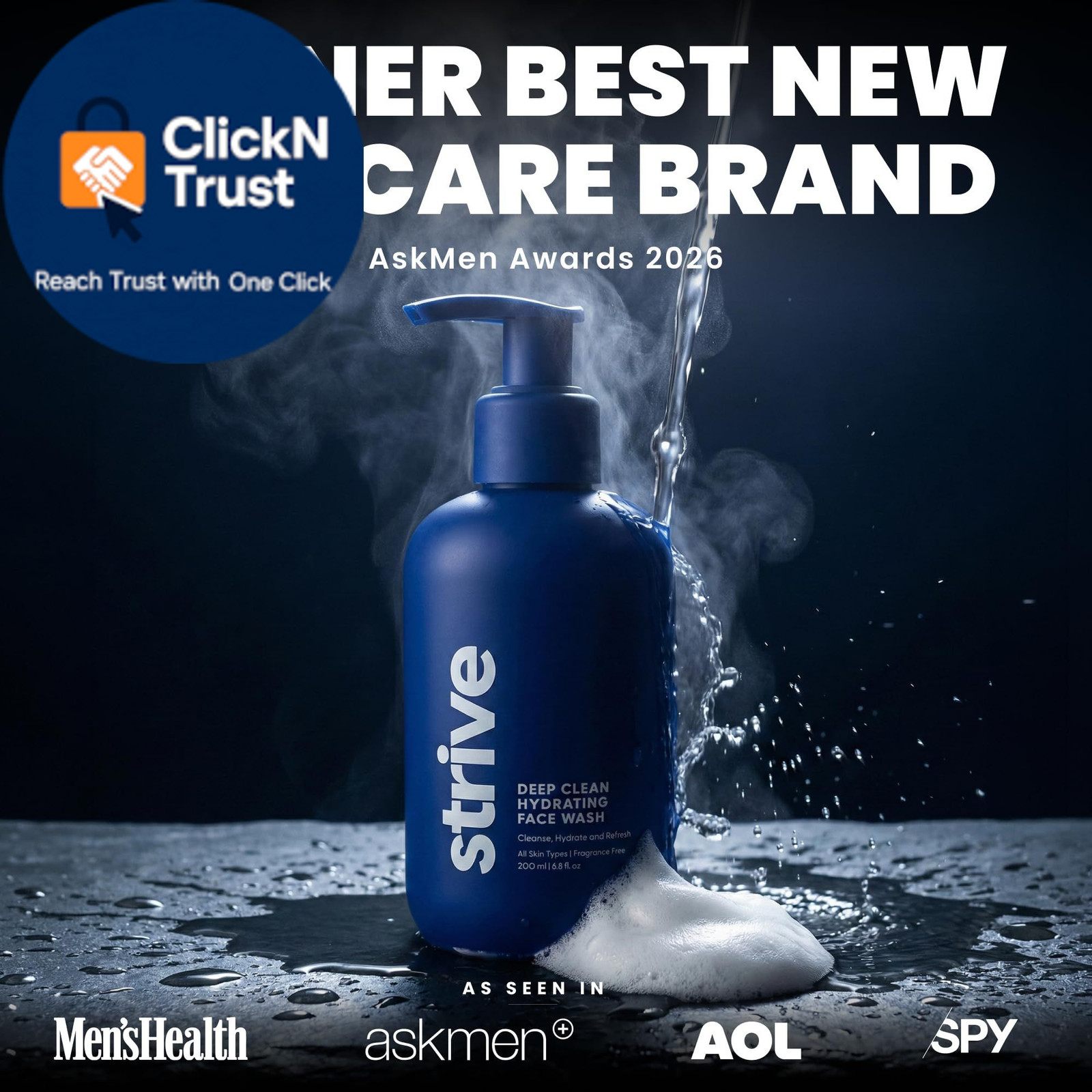 Strive Hydrating Men’s Face Wash – Deep 6.76 Fl Oz (Pack of 1), Navy Blue