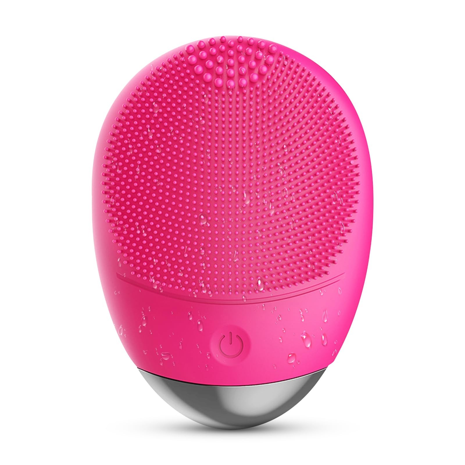 Facial Cleansing Brush, 3-in-1 Electric Soft Silicone Red, Oval-rose Red