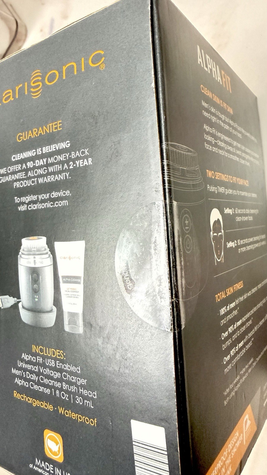 NIB Clarisonic Alpha FIT Kit Men’s Face Brush Sonic Facial USB Cleansing Device