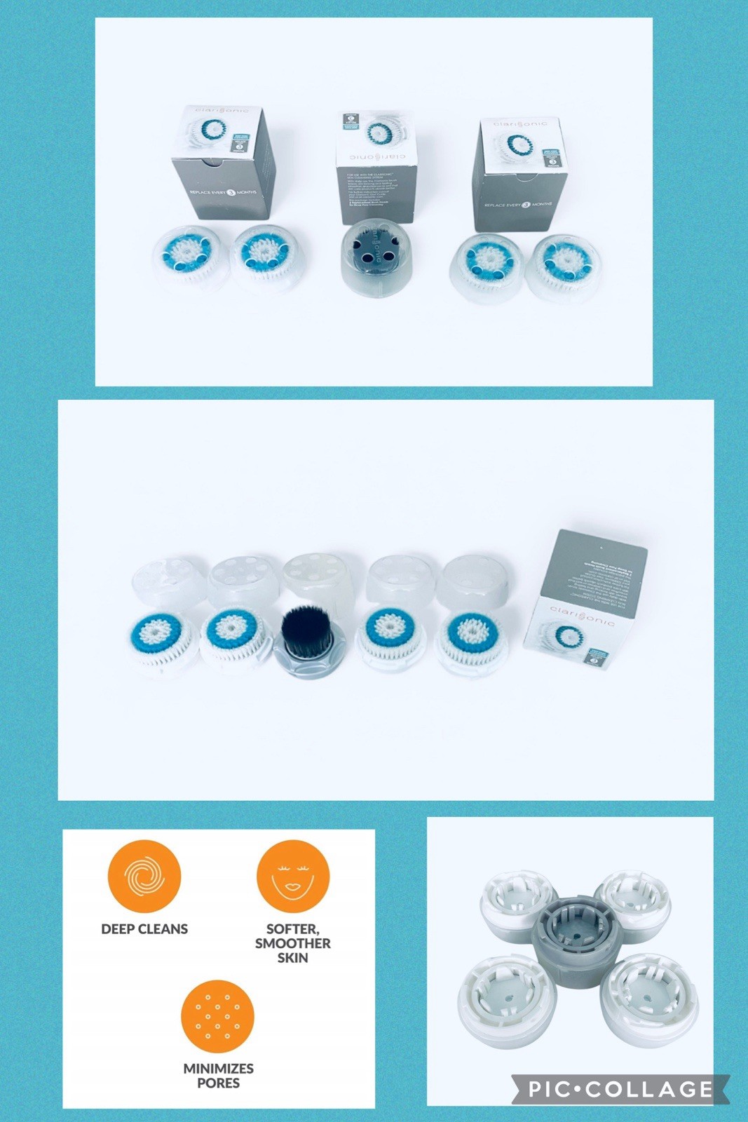 NEW IN BOX – Clarisonic Replacement Brush Heads – QTY of 5 Heads Total-No Device