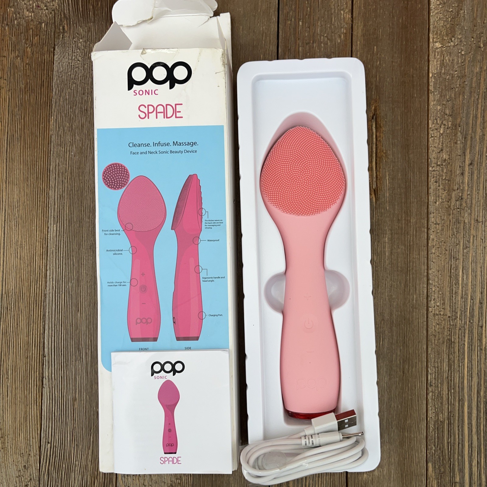 Pop Sonic Spade Face & Neck Sonic Beauty Device – Cleanse Infuse…