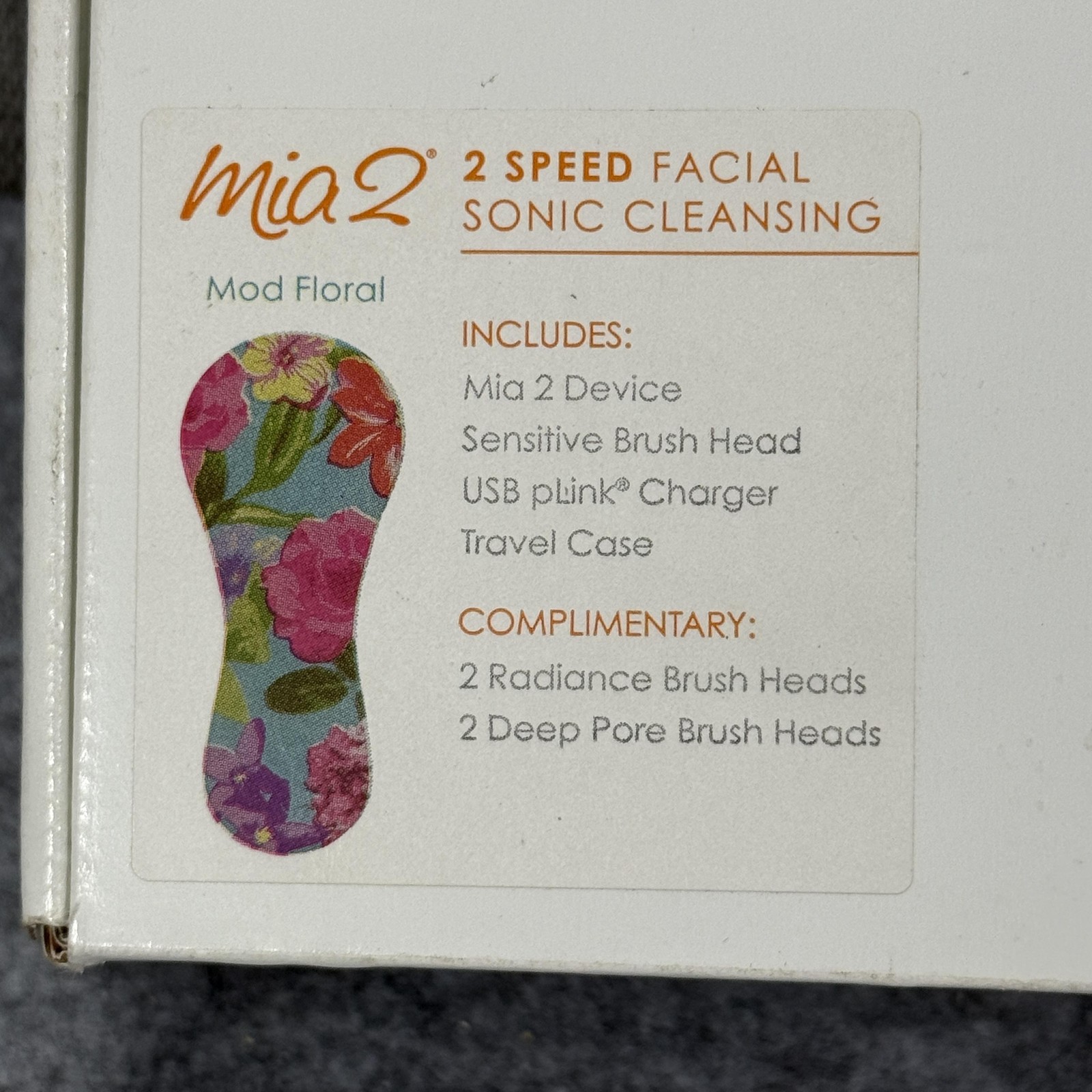Clarisonic Mia 2 Mod Floral Sonic Facial Cleansing Brush 5 Heads Case Charger