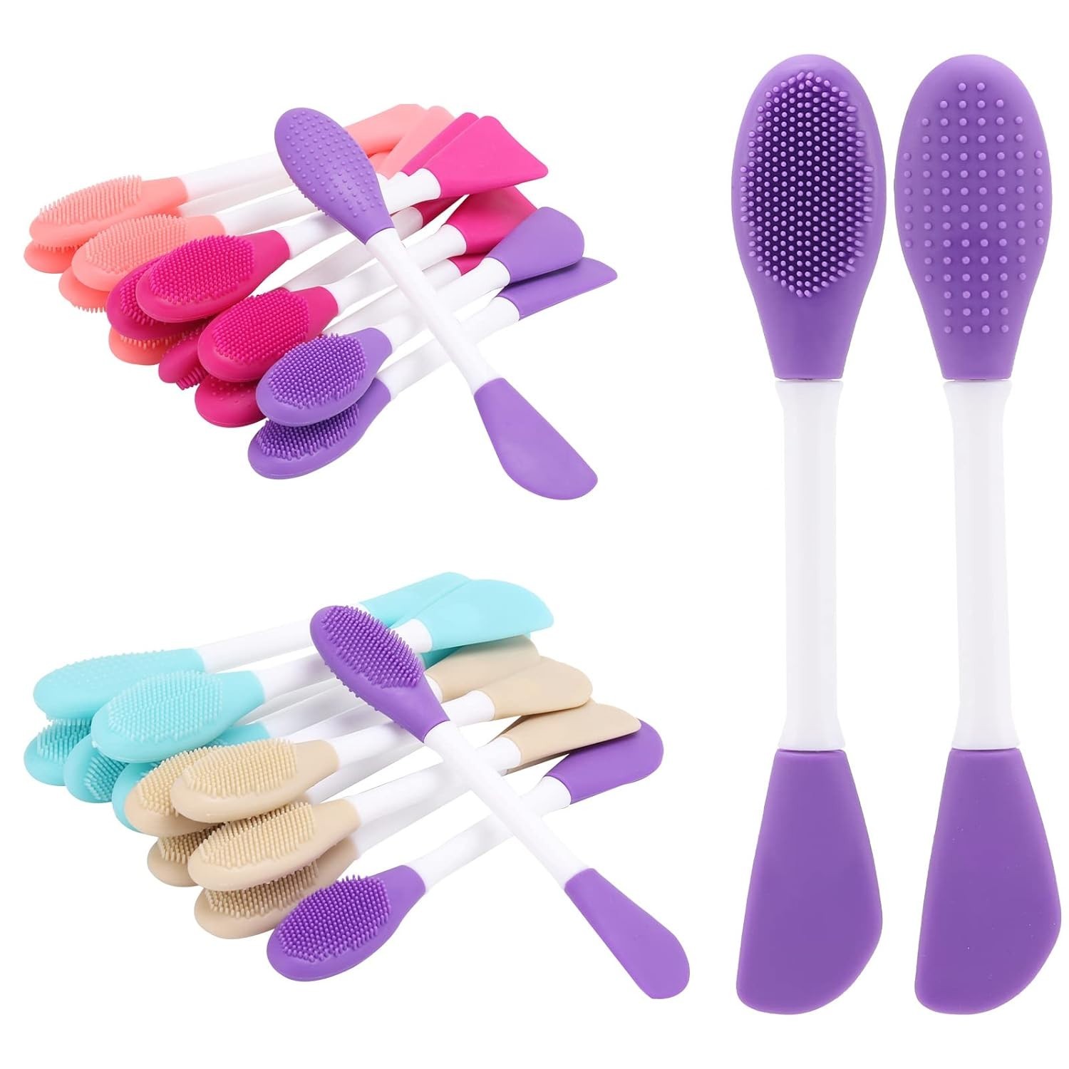 20 Pcs Silicone Face Mask Applicator, 2 in 1 Double-Sided Facial Scrubber Brush