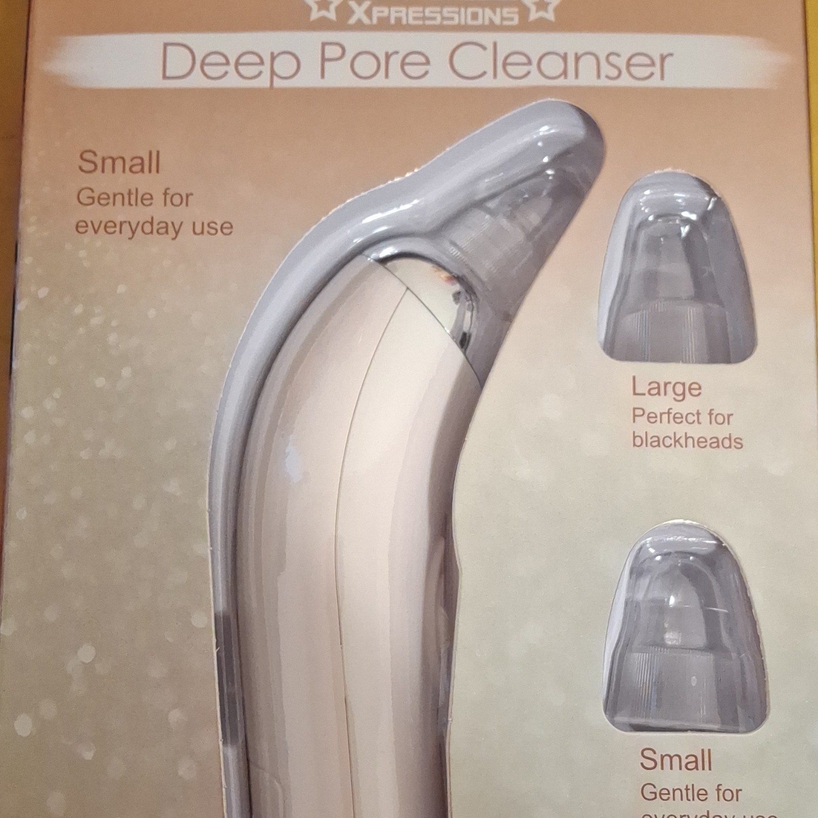 Xpressions Deep Pore Cleanser Battery Powered Blackhead Remover, White, 4 Tips