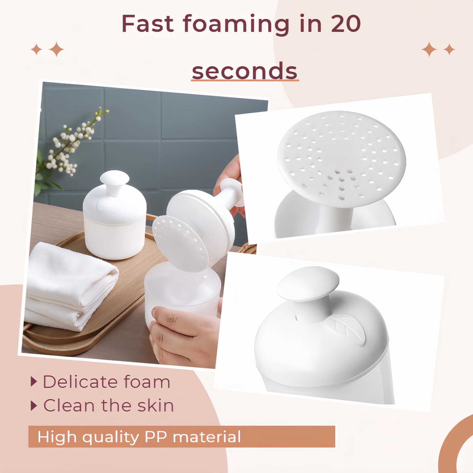 Portable Facial Cleanser Foamer/Facial Foam Maker – 20s Rich Lather, White