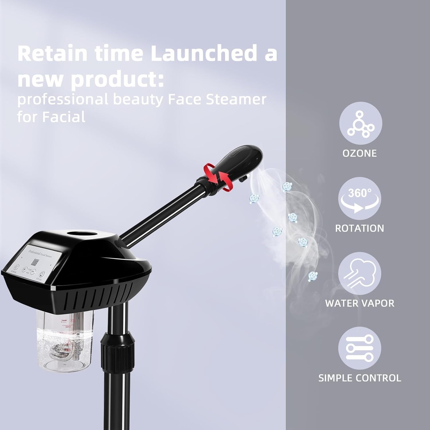 NEW Facial Steamer on Wheels Adjustable Height for Home & Professional Use
