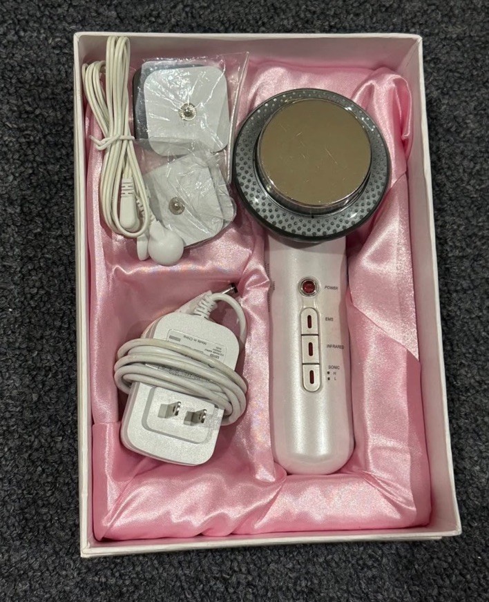 Infrared EMS Sonic Electric Facial Massager White Plastic Metal