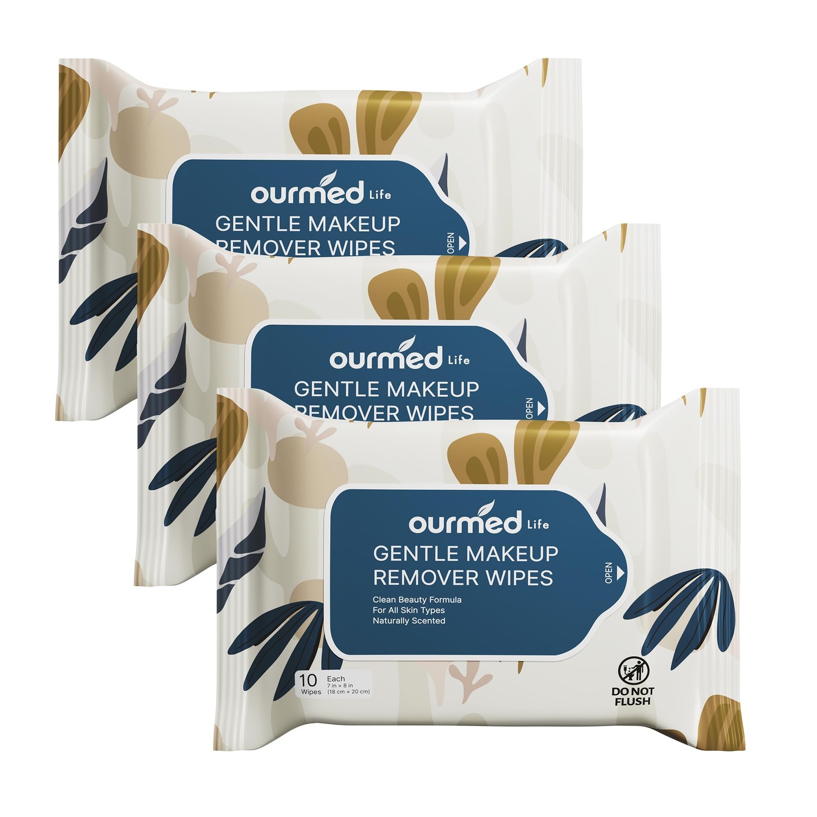 Ourmed Life Makeup Remover Wipes, Alcohol-Free Facial 10 Count (Pack of 3)