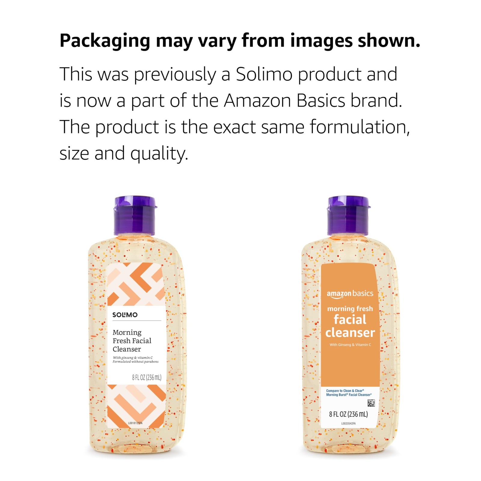 Amazon Basics Morning Fresh Facial Cleanser with 8 Fl Oz (Pack of 1), WHITE