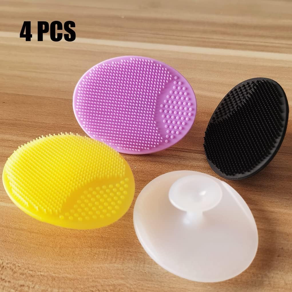 Silicone Facial Cleansing Brush, Soft Face Brush, Blackhead Acne Pore Pad-4 Pack