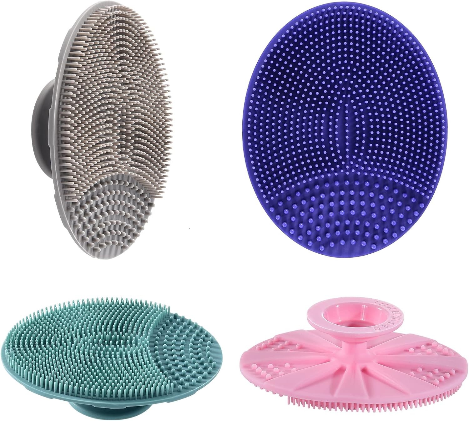 Compact Manual Silicone Facial Brush – Exfoliating Blackhead Remover Set of 4