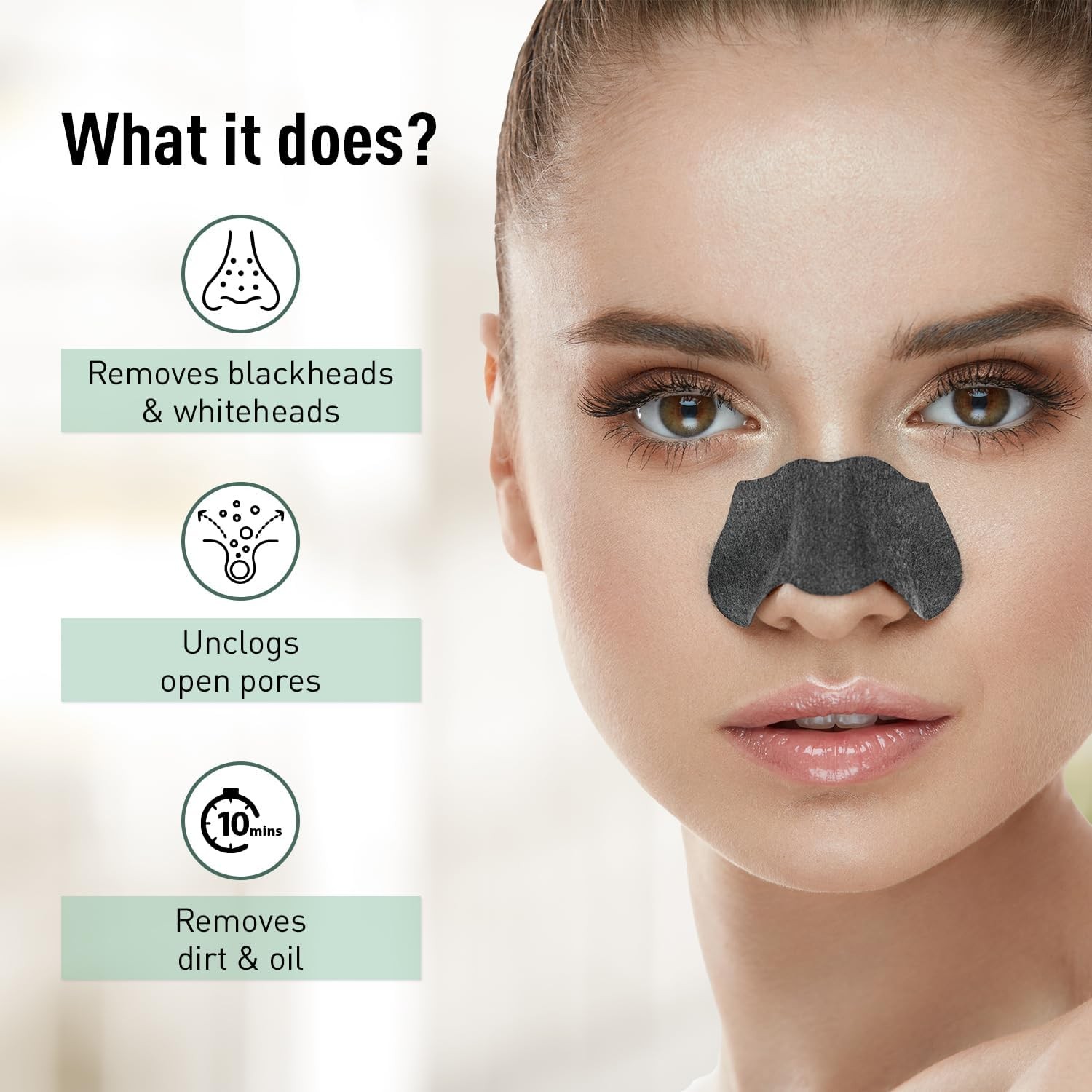 Kesrinplus Bamboo Charcoal Nose Pore Strips – 10 PCS Blackhead Remover