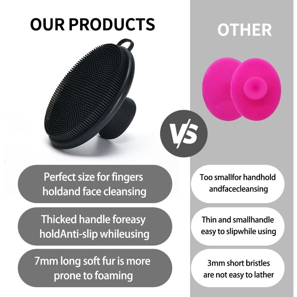 Large Manual Face Cleansing Brush with 1262 Soft Silicone Bristles for
