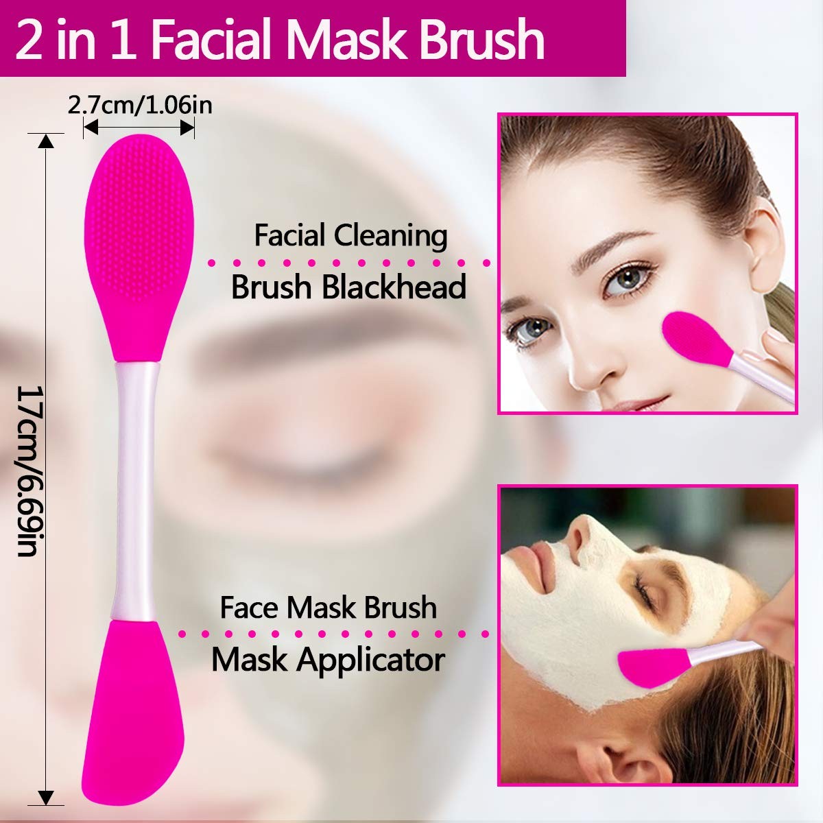 5PCS Silicone Scrubber Set, Lip Scrub 5 Piece 5 Pieces Rose Pink Green
