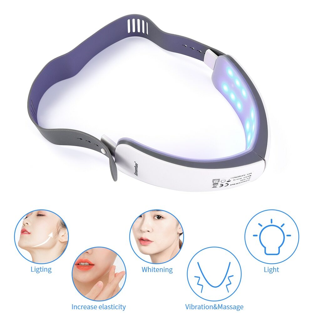 Facial Lifting Device Chin V-Line Up Belt Machine LED Photon Vibration Massager