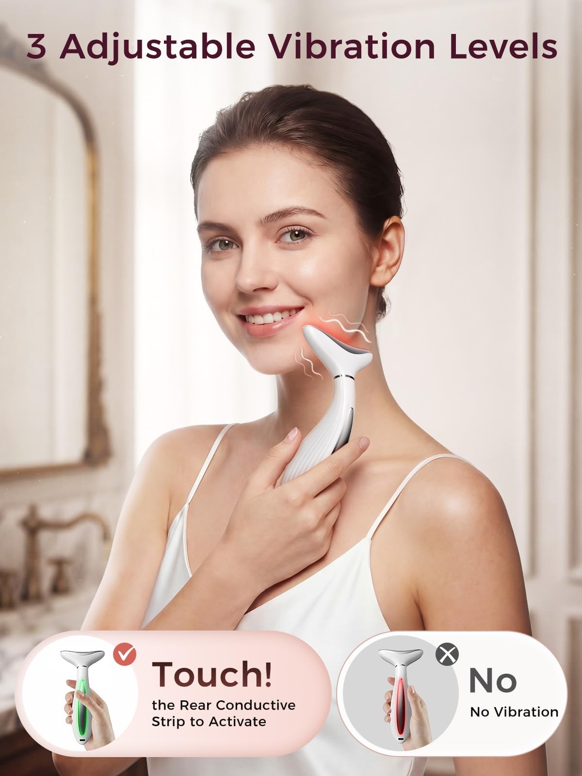 Aoyiray 3-in-1 Facial Massager for Face and Neck, Red Light Therapy white