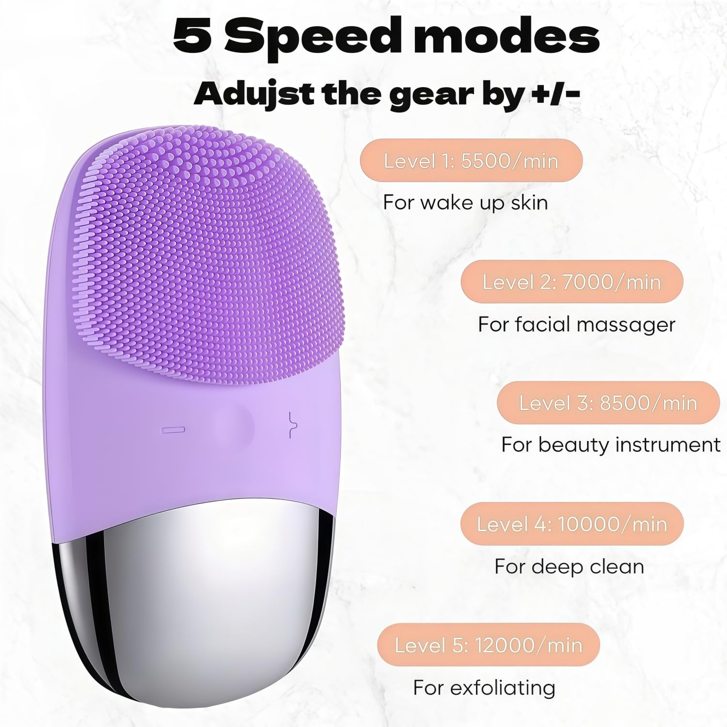 Cleansing Brush,USB Rechargeble Silicone Scrubber,IPX7 Waterproof Massager, 3…