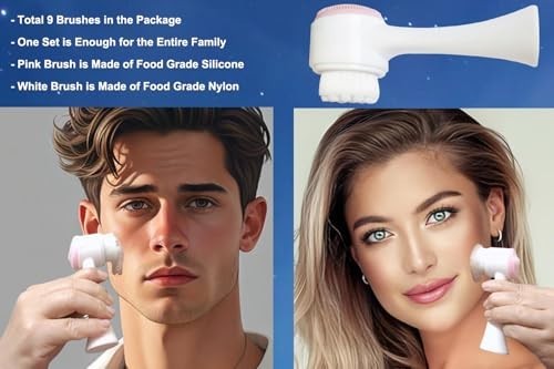Manual Facial Cleansing Brush Set 9 Pack Silicone Face Scrubber Deep Pore