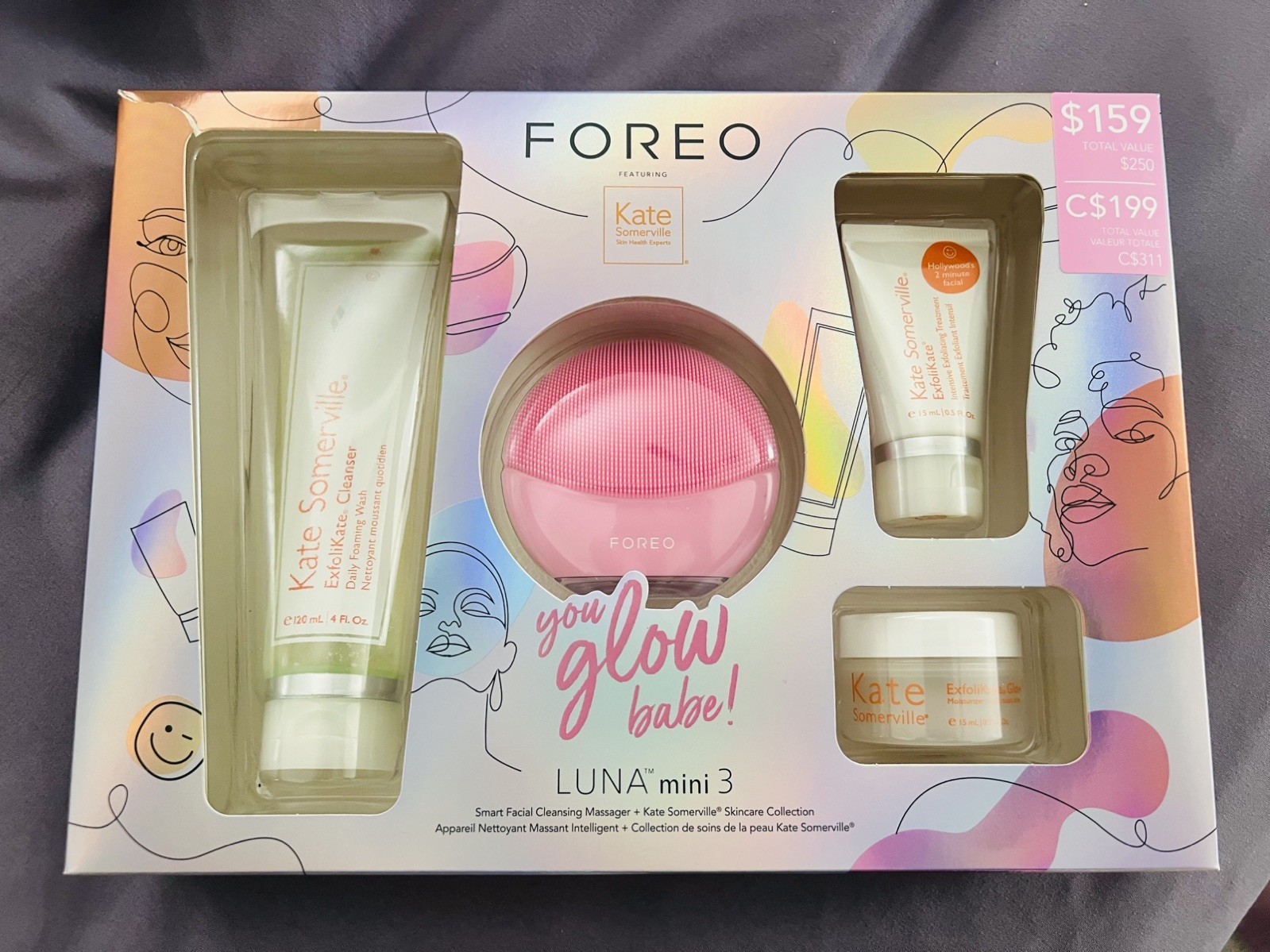 New FOREO Luna Mini 3 Pink Kate Somerville Skin Care Gift Set