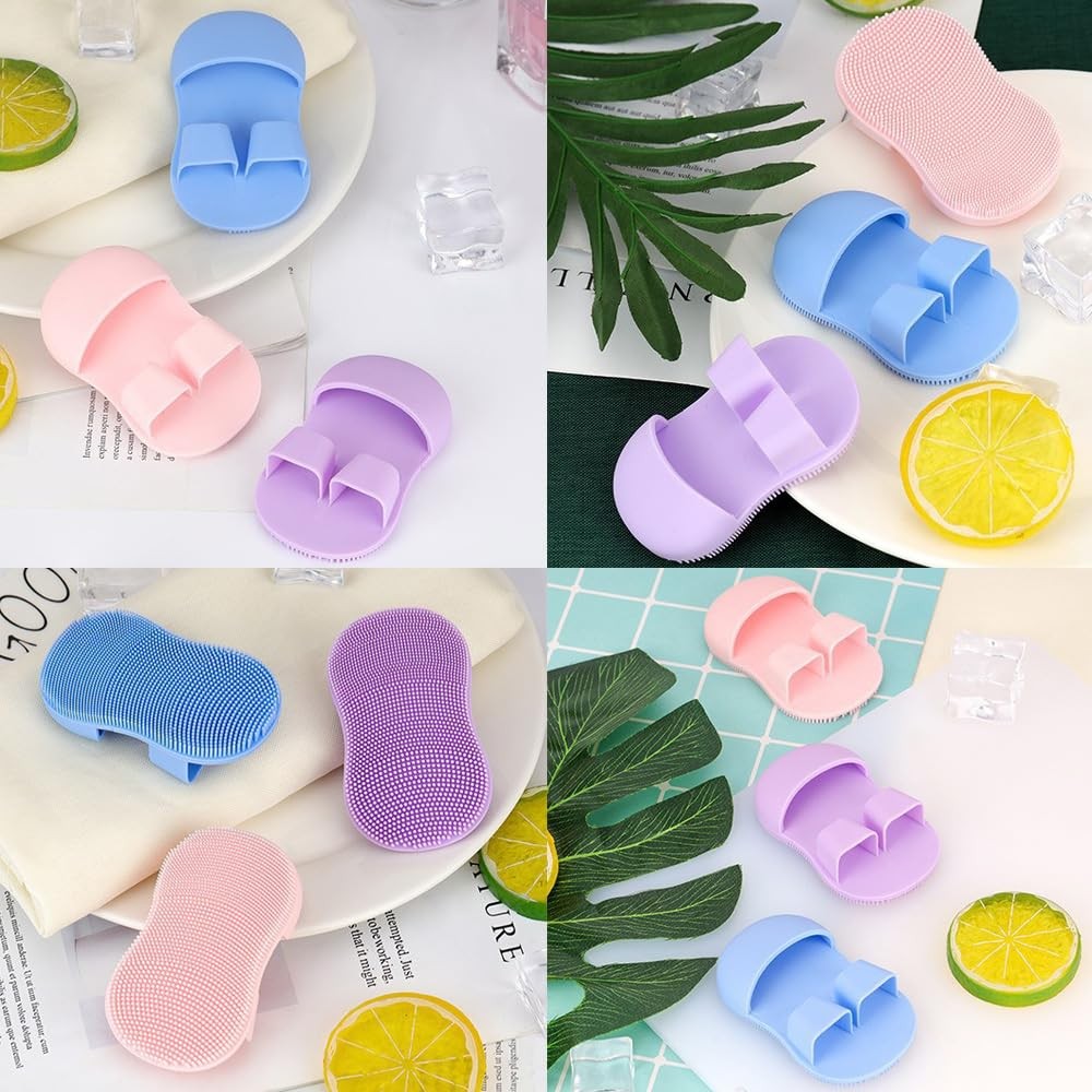 NentMent 6 Pack Face Scrubber Mini Facial Brush Silicone Blue+pink+purple