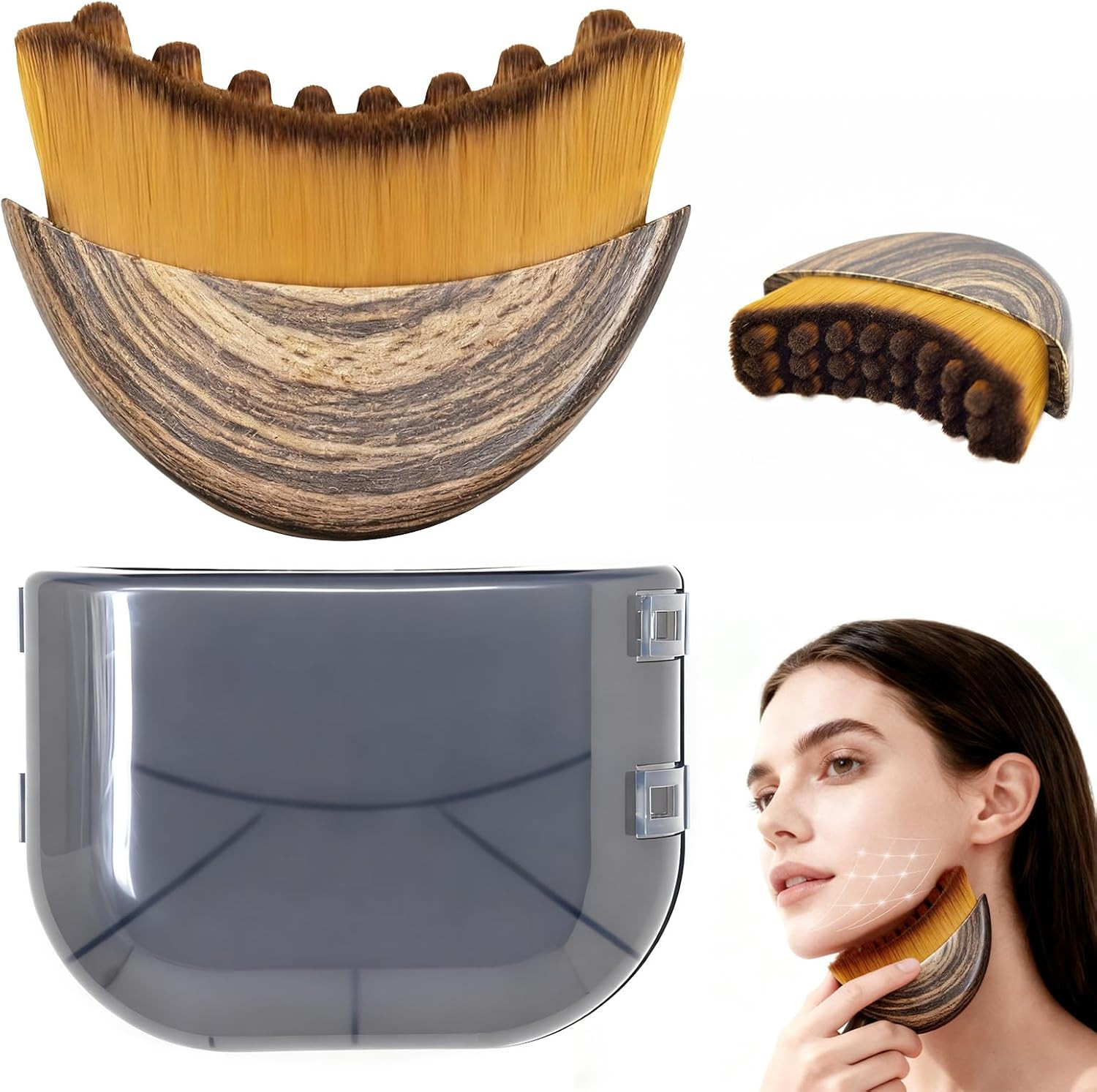 Lymphatic Contour Face Brush, Manual Lymphatic Drainage Massager, Natural Makeup